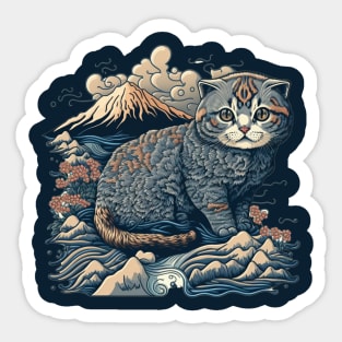 A Cat's Journey to Mount Fuji Japan Sticker